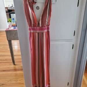 Halter top strip jumpsuit